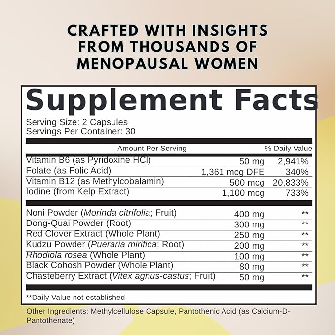 Fobulous Menopaus – Vegan Menopause Formula with Black Cohosh & B-Complex – Plant-Based Capsules with Recipes & Pilates Program