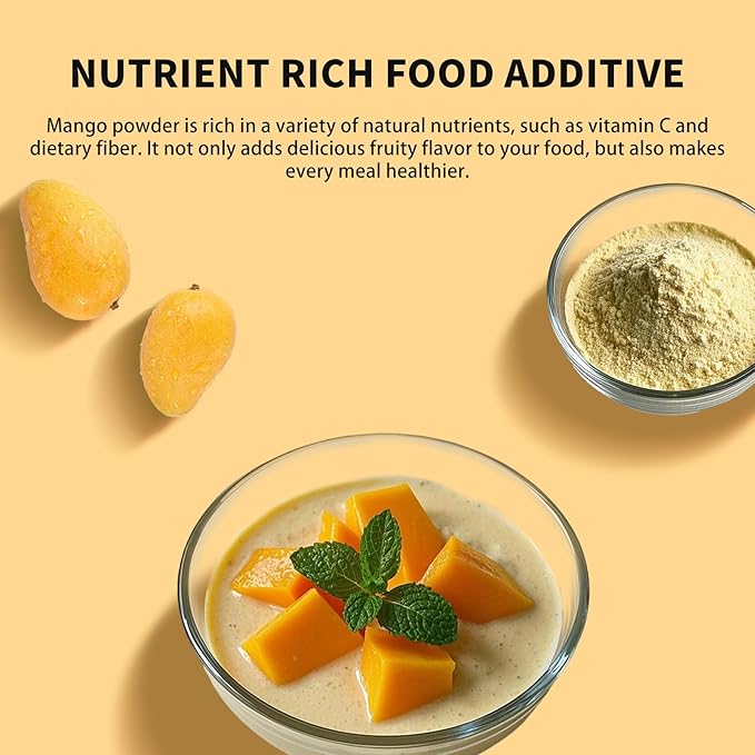 Mango Powder, Freeze Dried Mango Powder, 9.52OZ/270G, No Sugar Added, No Additives, for Beverages, Smoothies, Juices, Drinks, Baking