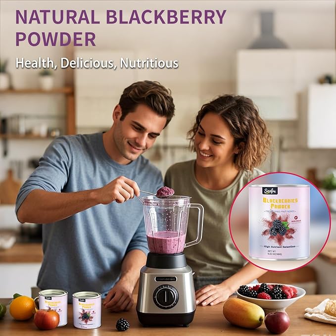 Blackberry Powder Black Raspberry Powder, Frozen Blackberries Powde-r, Blackberry Powde-r, 6.52OZ/185G No Sugar or Added, For Baking, Dressing, Smoothies, Beverages, Cereals, Yogurt