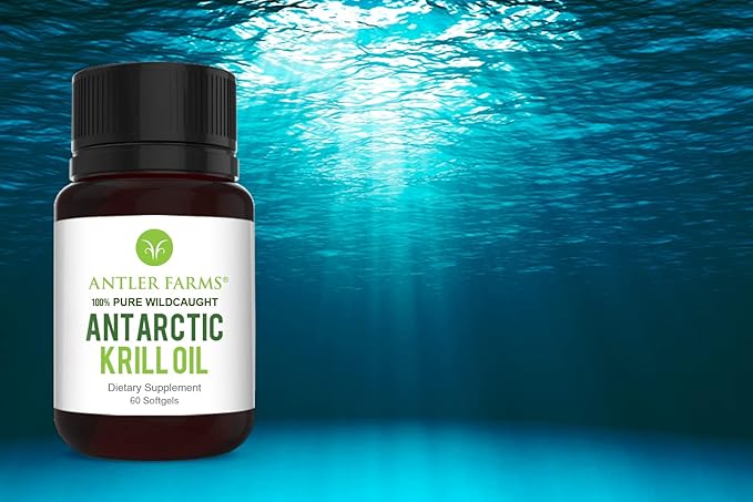 Antler Farms - 100% Pure Wild Caught Antarctic Krill Oil from Cold, Pristine Waters, 60 Softgels – Clean, Omega-3 EPA + DHA Supplement w/Astaxanthin, Rapid Absorption