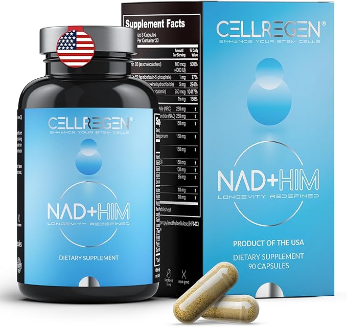 NAD HIM NAD Supplement Nicotinamide Riboside Wellness Formula, Help Restore NAD Levels, Support Testosterone Levels, NAD Supplement for Men, Non-GMO Gluten-Free, 90 Capsules