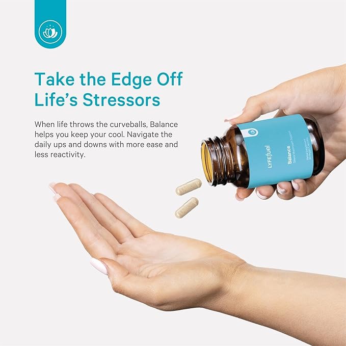 LyfeFuel Adaptogen Blend for Stress Relief - Whole Food Mushroom Supplement & Organic Herb Complex to Manage Cortisol | Lion’s Mane, TurkeyTail, Reishi, Ashwagandha | 60 Vegan Capsules