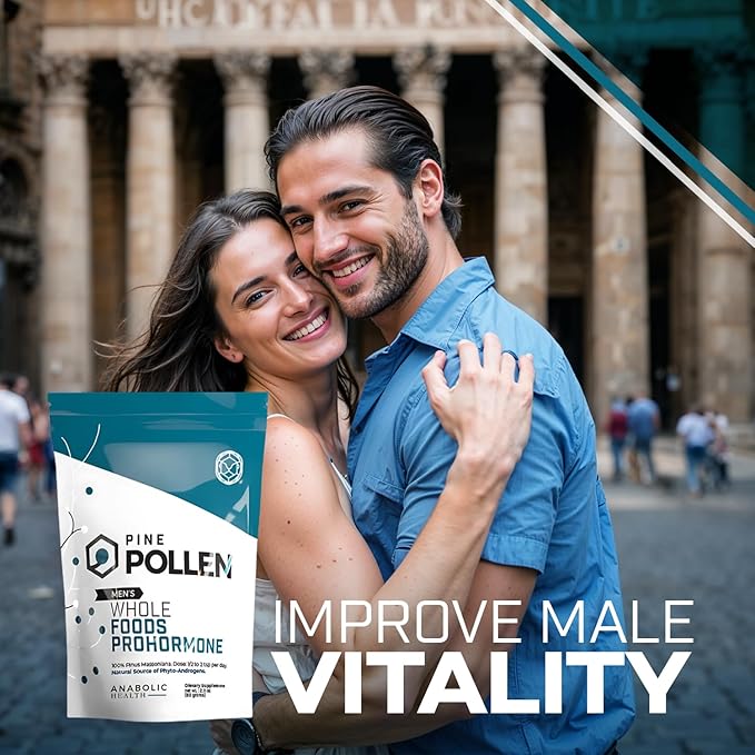 Pine Pollen Powder – Natural Whole Foods Prohormone & Testosterone Booster for Men to Boost Energy, Stamina, Hormone Balance, Anti-Aging & Nutritional Restoration – Powder (60g)