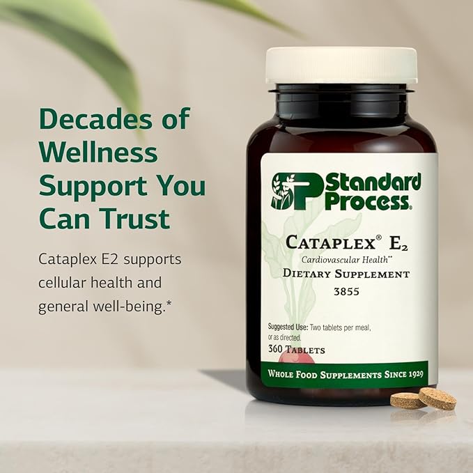 Standard Process Cataplex E2 - Whole Food Heart Health and Antioxidant with D-Alpha Tocopherol Vitamin E, Spanish Moss, Ascorbic Acid, Oat Flour, Inositol, Selenium - 360 Tablets