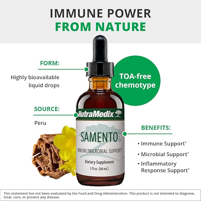 NutraMedix Samento Cat's Claw Tincture - Cat's Claw Immune Support Supplement for Brain, Antioxidant, Cardiovascular & Microbial Support - Bioavailable Herbal Supplements from Nature (2oz / 60ml)