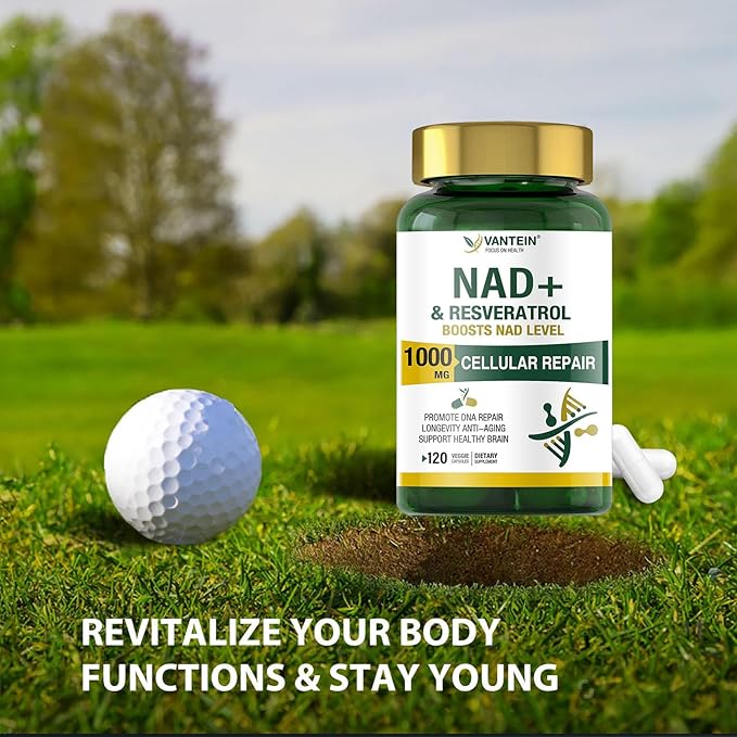 NAD+ & Resveratrol Supplement - NMN Alternative with 120 Capsules, Anti-Aging Cellular Support, Energy & Longevity Booster, DNA Repair Formula