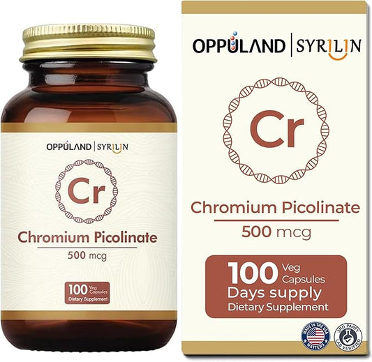 Chromium Picolinate 500 mcg,Chromium Supplements,Non-GMO, Gluten Free,100 Veg Capsules