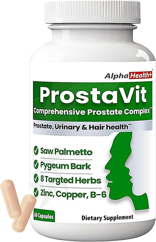 Prostavit Prostate Support Supplement for Men – Saw Palmetto 600mg, Pygeum Bark, Pumpkin Seed, Nettle & Zinc – Urinary Flow, Bladder Control, Reduce Nighttime Urination, Prostate & Hair Health 90 Caps