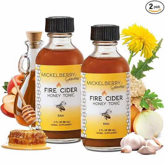 Fire Cider Apple Cider Vinegar Honey Tonic with Organic Turmeric Root, Ginger Root & Dandelion - Natural Digestive & Immune Support, 2 ounces (Pack of 2)