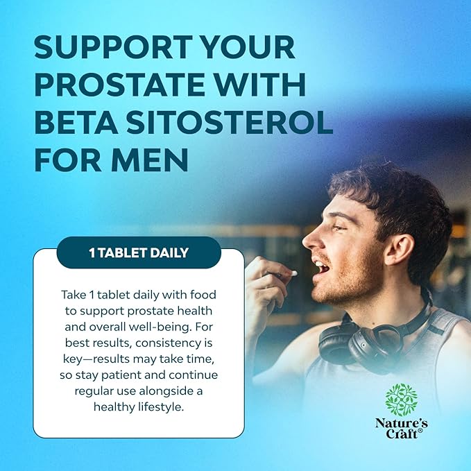 Natures Craft Plant Sterols Complex with Beta Sitosterol - 500mg Beta-Sitosterol Sterols and Stanols Supplement for Prostate Support - Prostate Health Supplement for Men - 60 Tablets