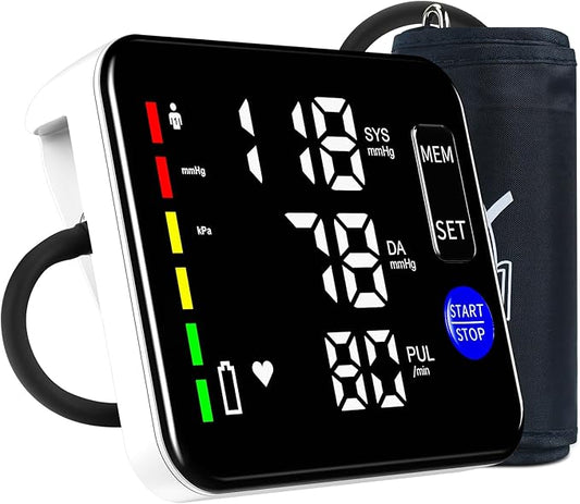 Blood Pressure Monitor Upper Arm Blood Pressure Monitors for Home Use Large Screen Rechargeable Bp Machine with 8.7"-16.5" Bp Cuff, 2x120 Memory, Voice Broadcast Bp Monitor(Black)