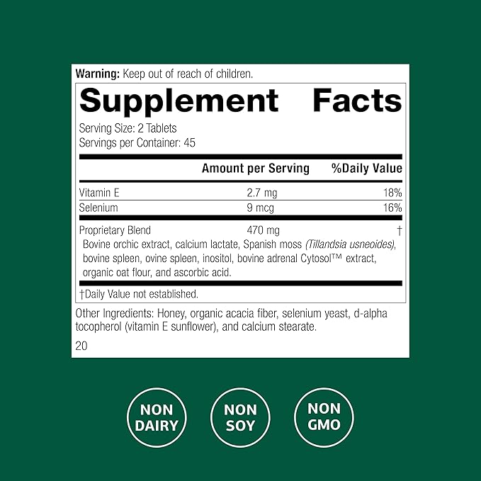 Standard Process Cataplex E2 - Vitamin E & Selenium Supplement for Cardiovascular & Cellular Health - Antioxidant Support for Heart Health - Non-Dairy & Non-Soy - 90 Tablets