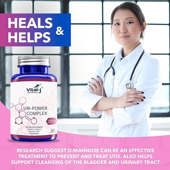 4-IN-1 URI POWER COMPLEX 1350mg - D Mannose, Cranberry, Hibiscus, and Dandelion Herb - Naturally Cleanse the Bladder and Urinary Tract 60 capsules – Specialized Approach for UTI Avoidance