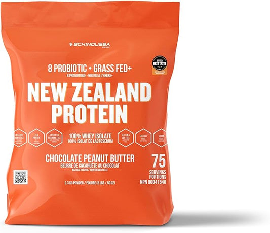 Super Foods New Zealand WHEY Protein Isolate | 25G Protein | 0G of Sugar | 1G of Carbs | 110 Calories (Peanut Butter Chocolate, 5 LB)
