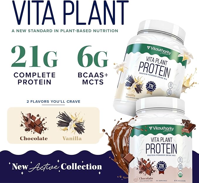 Organic Plant Based Protein for Women Complete Vegan Protein Powder with BCAAs & MCTs Plant-Based 21g, Dairy-Free, Gluten-Free, No Added Sugar, Supports Muscle Recovery (Vanilla Flavored, 30 Servings)
