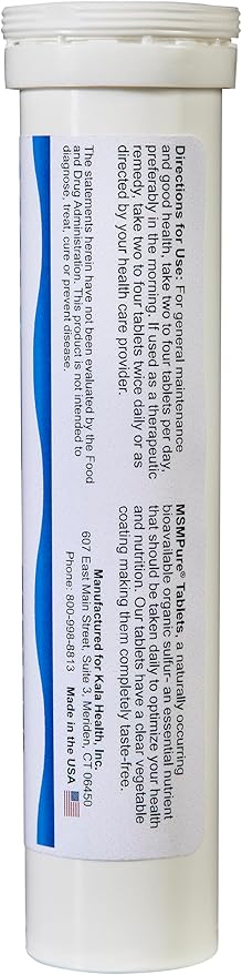 KALA HEALTH MSMPure MSM Tablets – 1,000 mg US-Made MSM per Tablet for Joint Health, Skin Appearance, Hair & Nail Support – Coated for Easy Swallowing, Tasteless – 40 Count Travel Size