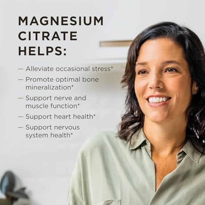 Solgar Magnesium Citrate, 120 Tablets - Promotes Healthy Bones - Supports Nerve & Muscle Function - Non GMO, Vegan, Gluten Free, Dairy Free, Kosher - 60 Servings, Standard Packaging