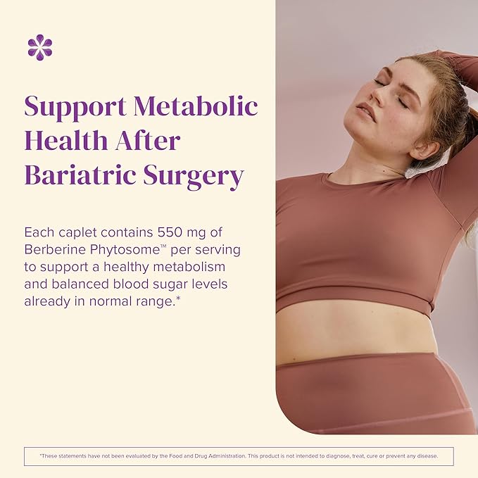 Barimelts Berberine Phytosome 550mg for GLP-1 Users and Bariatric Patients - Metabolism Support - 60 Smooth-Coated Caplets (1-Month Supply)