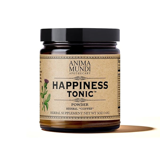 Anima Mundi Apothecary Herbal Coffee Substitute with Chicory Root & Ashwagandha Powder - Happiness Tonic "Coffee" Powder - Adaptogenic, Caffeine Free - Maca, St. John's Wort & More (5oz / 141g)