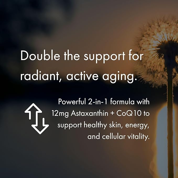 NAOMI Extra Strength Astaxanthin + CoQ10, Fat-Soluble Antioxidants, Cardiovascular Support, Increased Energy, Immune and Cognitive Function, Restore Depleted CoQ10, High Absorption, 30-Day Supply