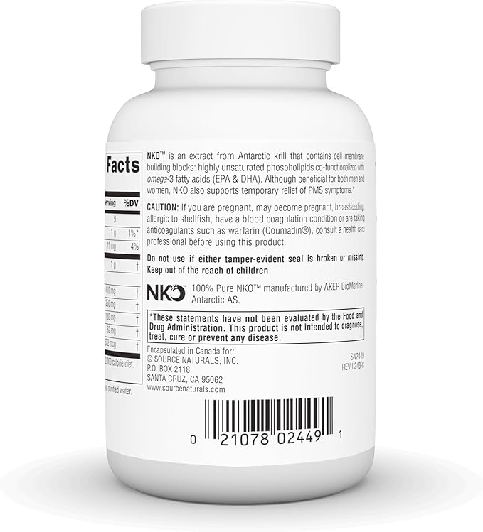 Source Naturals NKO Neptune Krill Oil, Supports Heart Health and Cell Membrane Integrity*, 1,000 mg - 60 SoftGels