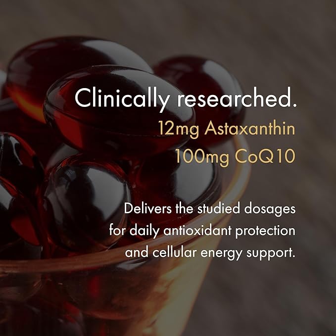 NAOMI Extra Strength Astaxanthin + CoQ10, Fat-Soluble Antioxidants, Cardiovascular Support, Increased Energy, Immune and Cognitive Function, Restore Depleted CoQ10, High Absorption, 30-Day Supply