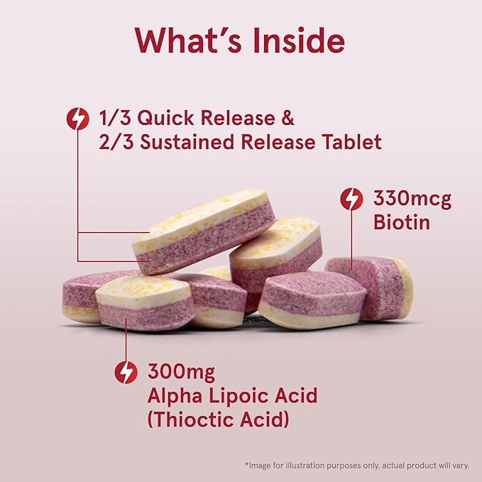 Jarrow Formulas Alpha Lipoic Sustain with Biotin, 300 mg Alpha Lipoic Acid, Universal Antioxidant, Dietary Supplement, 60 Vegan Tablets, Up to a 60 Day Supply
