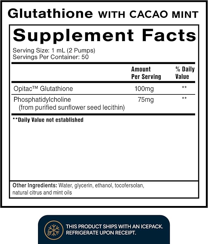 Quicksilver Scientific Liposomal Glutathione - Superior Absorption Oral Glutathione Supplement for Detox & Immune Support - Cacao Mint (1.7 fl oz)