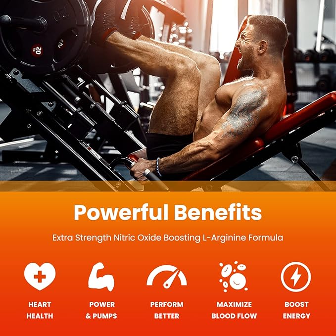 NutraChamps Premium L Arginine Supplement, 5-in-1 Nitric Oxide Supplement, L-Arginine Powder & L Citrulline Enhanced with Grape Seed & Ginger, Energy, Blood Flow, 60 Vegan Capsules