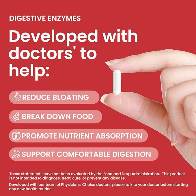 Digestive Enzymes - Multi Enzymes, Organic Prebiotics & Probiotics for Digestive Health & Gut Health - Meal Time Discomfort Relief & Bloating - Dual Action Approach - 60 CT