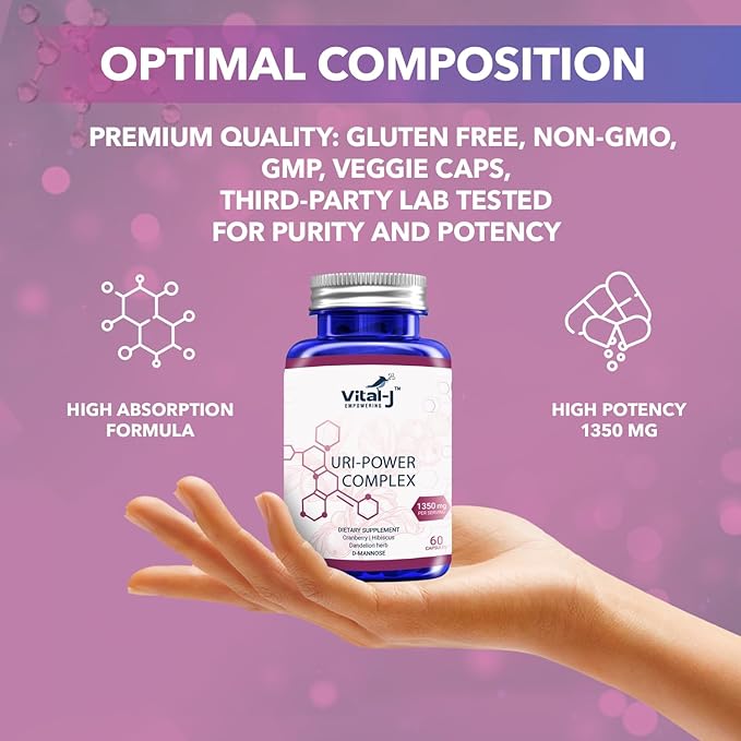 4-IN-1 URI POWER COMPLEX 1350mg - D Mannose, Cranberry, Hibiscus, and Dandelion Herb - Naturally Cleanse the Bladder and Urinary Tract 60 capsules – Specialized Approach for UTI Avoidance