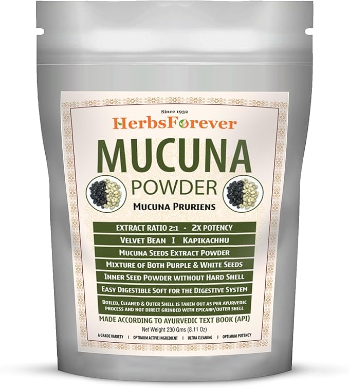 Mucuna Pruriens Seed Powder 2X Potency Extract (2:1) | Purple & Yellow Seeds Blend, Velvet Bean, Non-GMO, Vegan, 230g | Supports Energy, Vitality, and Overall Wellness