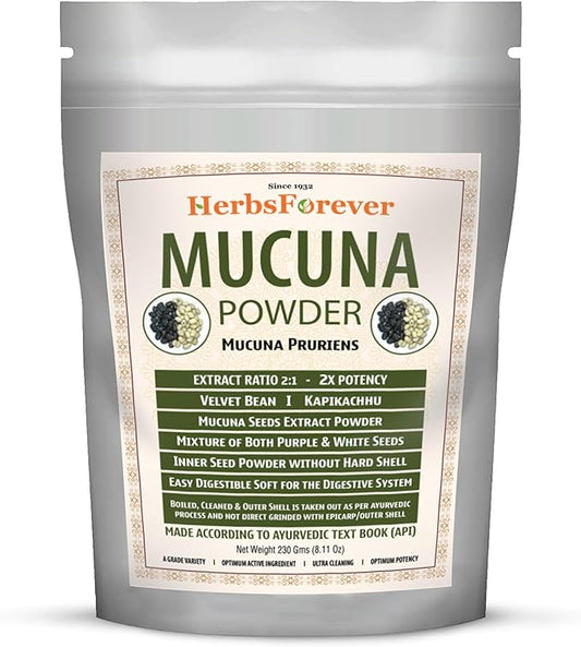 Mucuna Pruriens Seed Powder 2X Potency Extract (2:1) | Purple & Yellow Seeds Blend, Velvet Bean, Non-GMO, Vegan, 230g | Supports Energy, Vitality, and Overall Wellness