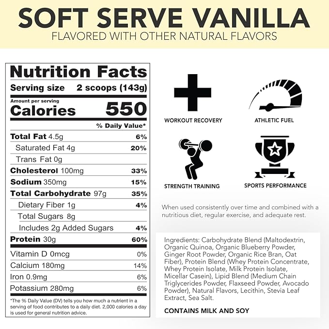 RIVAL NUTRITION Naturally Flavored Clean Gainer (5 lb, Soft Serve Vanilla)