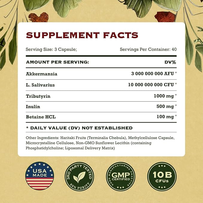 Akkermansia Muciniphila Probiotics and Prebiotics - GLP 1 Booster w/Lactobacillus Salivarius | Fiber Supplement Gut Health & Digestive Health | Women Probiotic Akkermansia Light (2)