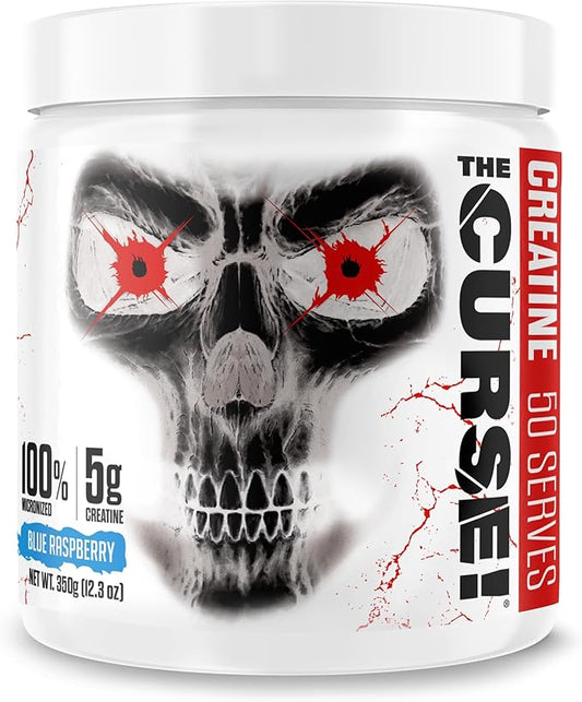 JNX SPORTS The Curse! Creatine Monohydrate Blue Raspberry 50 Servings | Pure Micronized Creatine 5g Per Serving | 350g - 12.3 Ounce