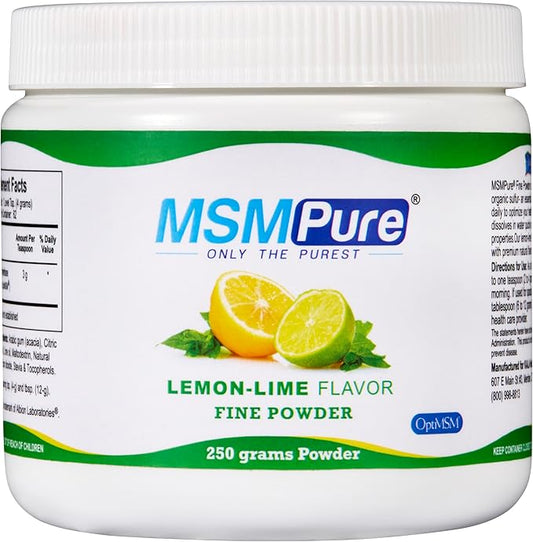 KALA HEALTH MSMPure Fast Dissolving Lemon Lime Flavored Fine MSM Powder Crystals – US-Made MSM for Joint Health, Skin Appearance, and Hair & Nail Support – 8.8 oz, Organic Sulfur