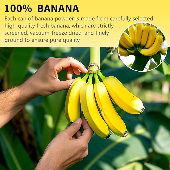 Banana Powder, 8.82OZ Freeze Dried Banana Powder, Freeze Dried Fruit, No Added or Sugar, Suitable for Baking, Oatmeal, Cereal, Yogurt, Smoothies, Juice