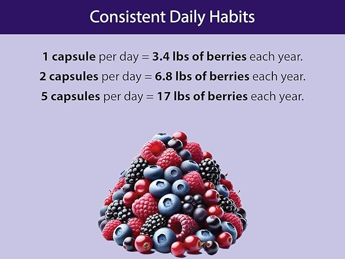 KOYAH Organic Berry Blend Capsules – Antioxidants & Polyphenols - 600 mg - Freeze-Dried (7.1x Concentrated) - Vegan, Non-GMO, Allergen-Free, Gluten-Free, 100% Whole-Berry - 60 Capsules