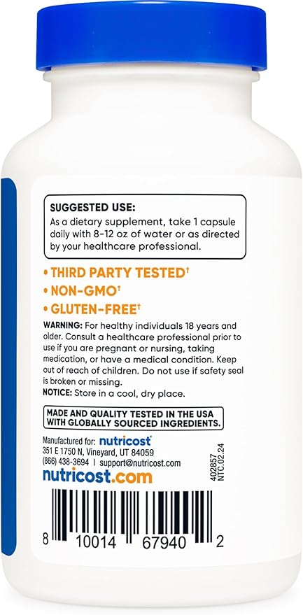 Nutricost Lactobacillus Acidophilus 10 Billion CFU, 120 Veggie Capsules - Probiotic (2 Bottles)