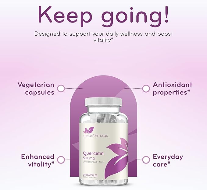 Advanced Zinc Quercetin with Bromelain Formula - Triple Immune Support Quercetin Complex for Daily and Seasonal Immune System Wellness Support - Made in a cGMP American Facility (240 Servings)