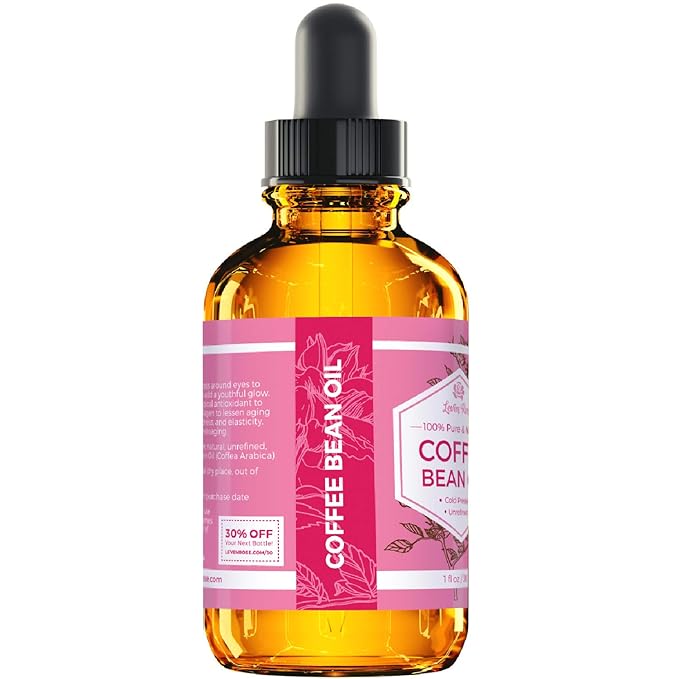 Leven Rose Coffee Bean Oil 1 oz - 100% Natural Cold Pressed Oil for Skin and Hair