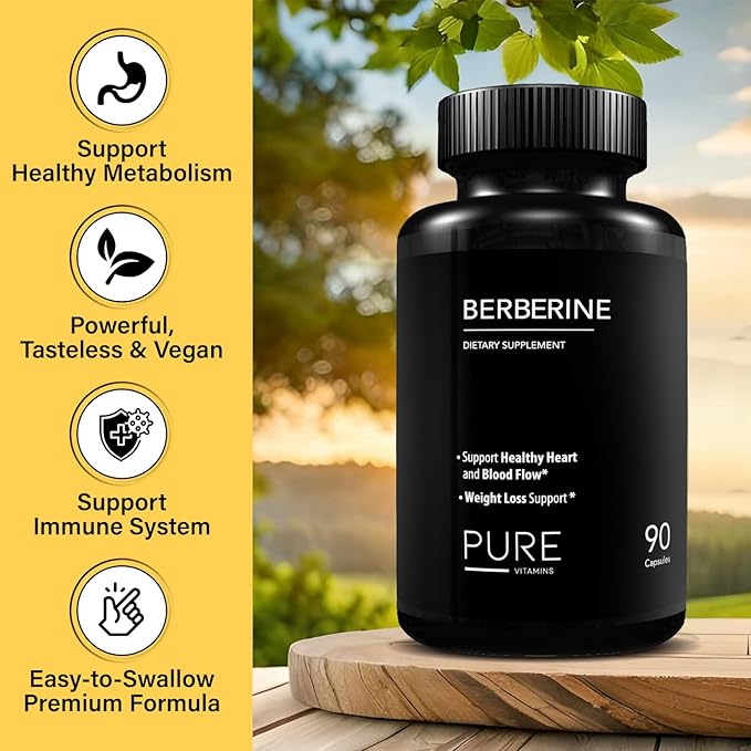 Ultra High Strength Berberine HCL 1200mg Supplements | 90 Vegan Capsules | Organic Berberine Supplement for Metabolic Support and Overall Health | Perfect for Men and Women - Made in USA