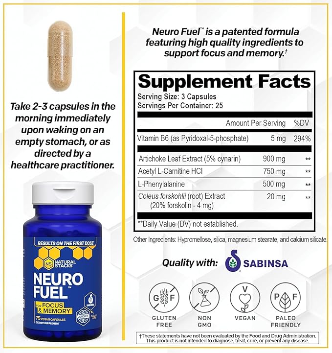 NATURAL STACKS MagTech Magnesium + NeuroFuel Nootropic Bundle - Supports Relaxation, Focus & Brain Health* - 165 Total Capsules