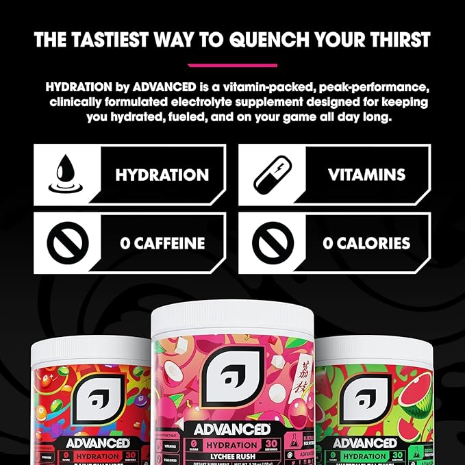 Advanced Hydration High-Performance Electrolyte Drink Mix with B Vitamins for All-Day Hydration - Caffeine Free, Zero Calories, Sugar Free, & Keto Friendly - (30 Servings, Cherry Apple)