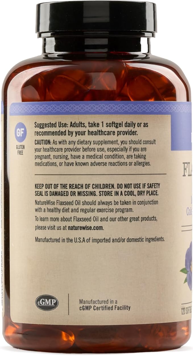 NatureWise Flaxseed Oil 1000 mg, Fish Free Omega 3 with 580 mg ALA, Dietary Supplement for Immune Health Support - Organic, Cold Pressed, Non-GMO - 120 Softgels[120-Day Supply]