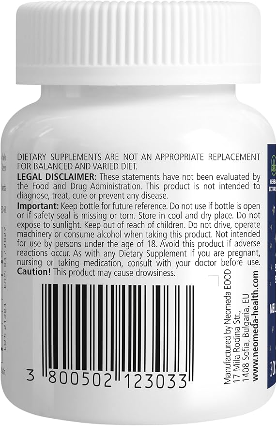 Melatonin Sleep Herbal Blend - Natural Sleep Support for Restful Nights with Melatonin 5mg & Calming Herbs - Drug-Free Dietary Supplement, 30 Capsules, 30-Day Supply