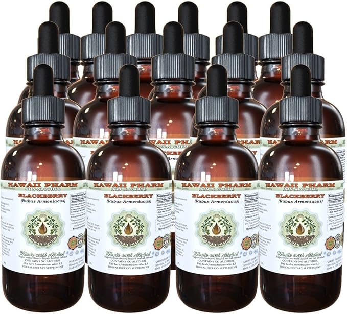 BlackBerry Alcohol-Free Liquid Extract, BlackBerry (Rubus Armeniacus) Root Glycerite Hawaii Pharm Natural Herbal Supplement 15x4 oz