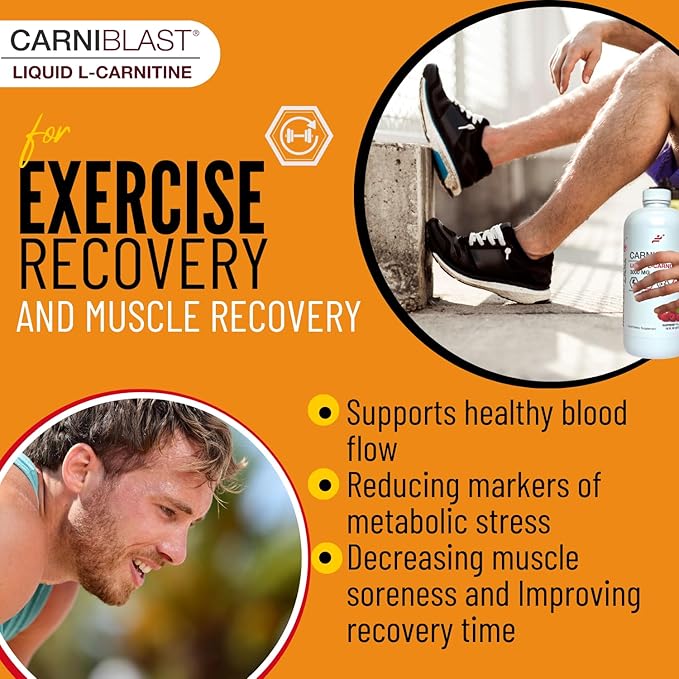 CARNIBLAST Liquid L-Carnitine 3000mg – Carnipure® Sports Nutrition Supplement for Energy, Stamina & Workout Recovery – Peach Mango Flavor, 16 Fl Oz, Vegan, Gluten-Free, Non-GMO