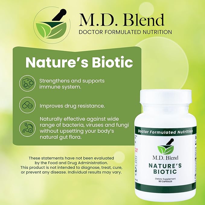 Nature’s Biotic - Expert Formulated Supplement - Immune Functions & System Wellness - Key Vitamins & Minerals - Powerful Berberine, Oregano, Garlic, Magnesium, Zinc - 90 Capsules (2 Pack)